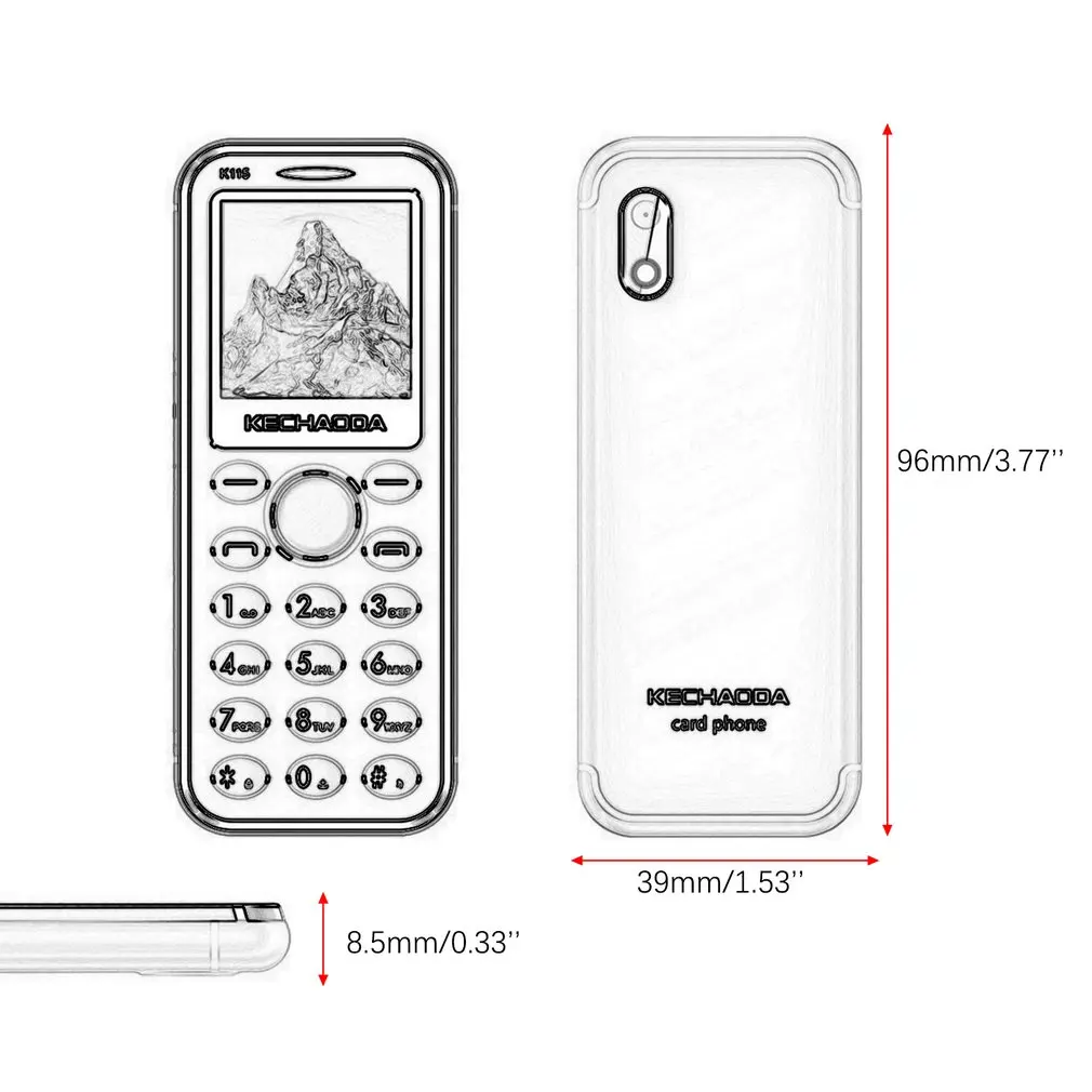 Sper тонкий телефон с картой Blueteach KECHAODA Monblie Phone K116 plus 2G 1," MTK6261DA 32MB 400mAh Dul Sim Dul режим ожидания
