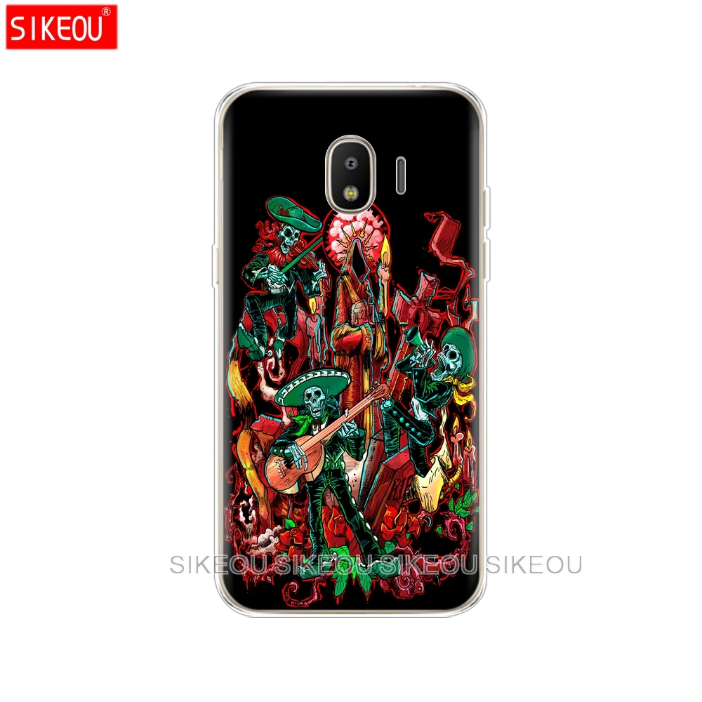 silicone cover phone case for Samsung Galaxy J3 J5 J7 2017 J330 J530 J730 PRO j2 2018 soft tpu Cute Flower Skull printing bag |