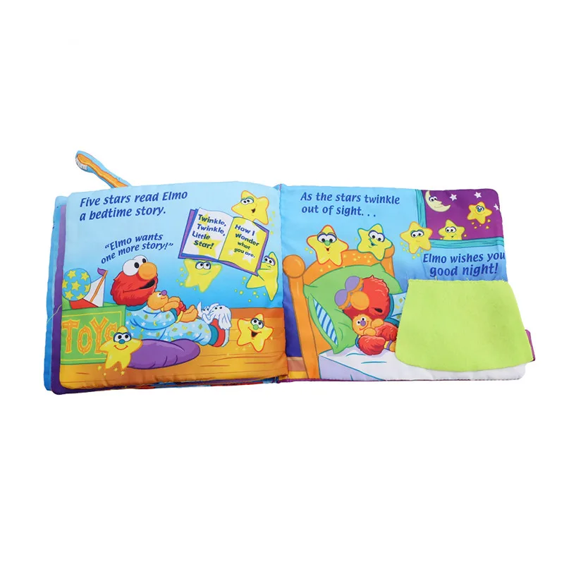 Мягкая игра Goodnight 3D Моющаяся Ткань Книга мерцание Elmo Младенцы книги на ночь