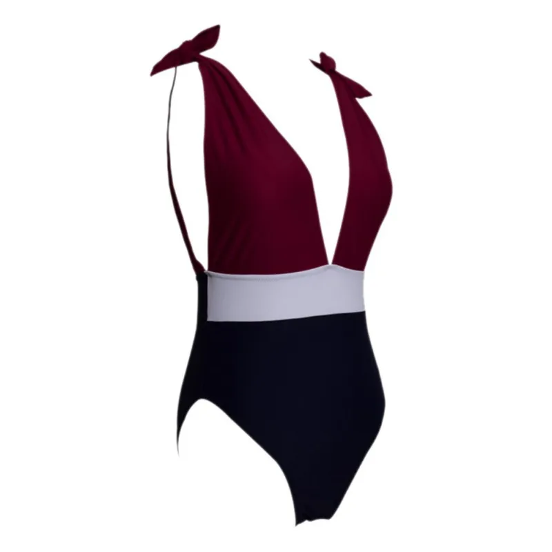 Женский слитный купальник с глубоким V образным вырезом сексуальный пляжный