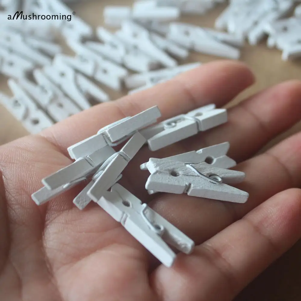 50 мини подарочная упаковка прищепки 1 дюйм с белым деревянным бельевая прищепка