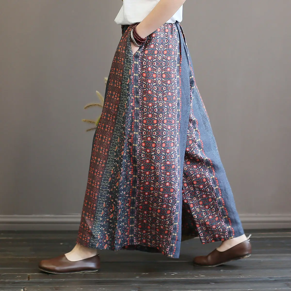 Женские свободные брюки с винтажным принтом в стиле хип хоп эластичным поясом