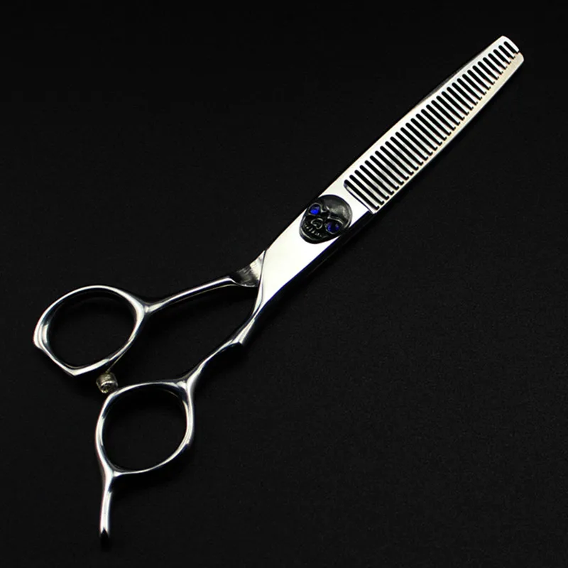 Профессиональные японские стальные ножницы с голубым черепом для стрижки волос 6