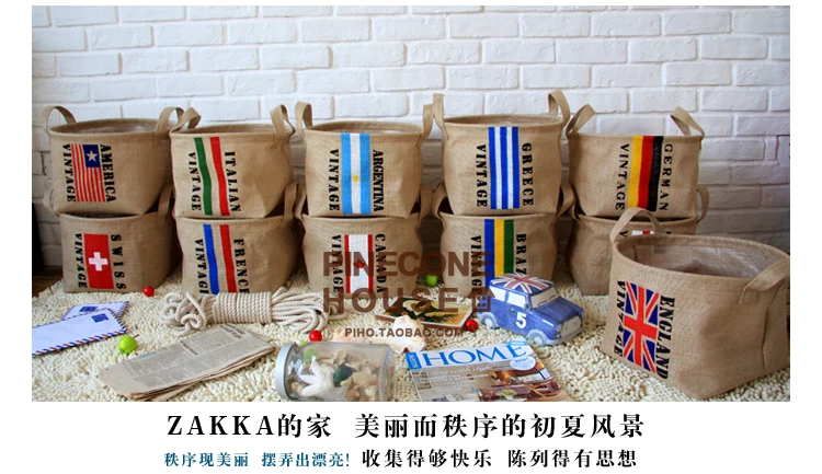 Бесплатная доставка Джутовая сумка для хранения с национальным флагом Union Jack