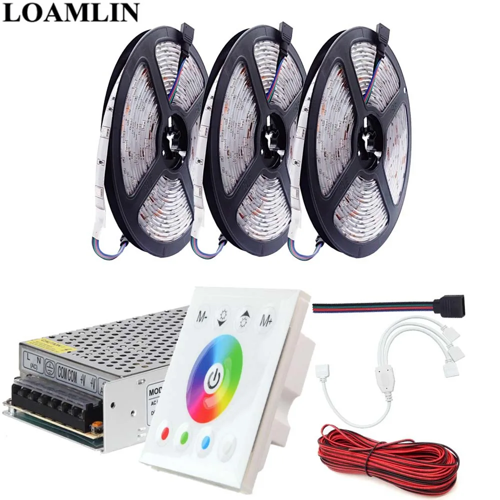 RGB Led Strip Flexible Light 5050SMD 30Leds/m Touch Panel Controller DC12V Transformer Kit 5-20M | Лампы и освещение