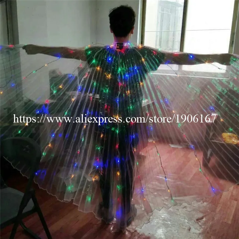 Fashion Flashing LED ISIS Wings Light-up Luminous Colorful Belly Dance Costumes Cloak Suits For DJ Dancing Stage Wear | Дом и сад