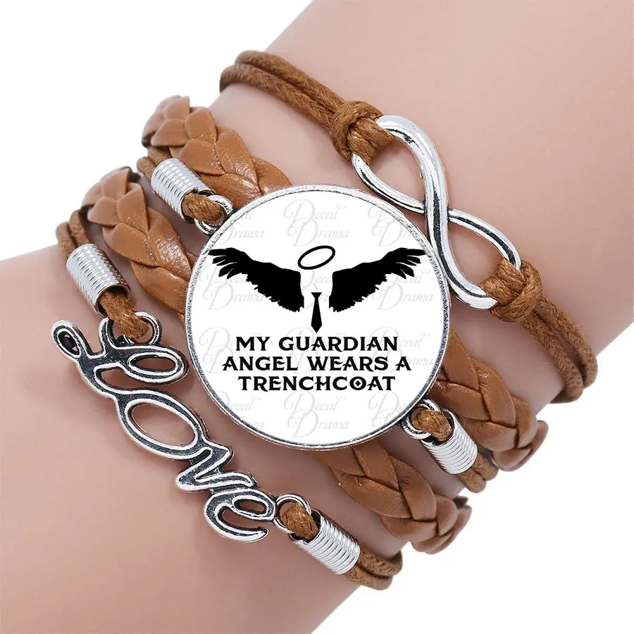 Мой ангел-хранитель живёт на небесах многослойный черный/коричневый кожаный