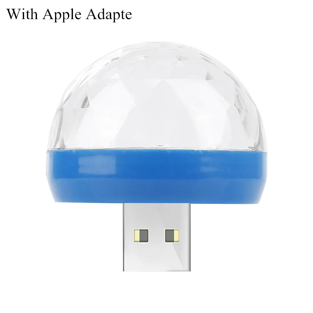 with Apple Adapte Горячий мини USB сценический светильник светодиодный диско-светильник вечерние светильник s Портативный хрустальный магический шар красочный эффект сценический светильник dj светильник - Цвет: with Apple Adapte