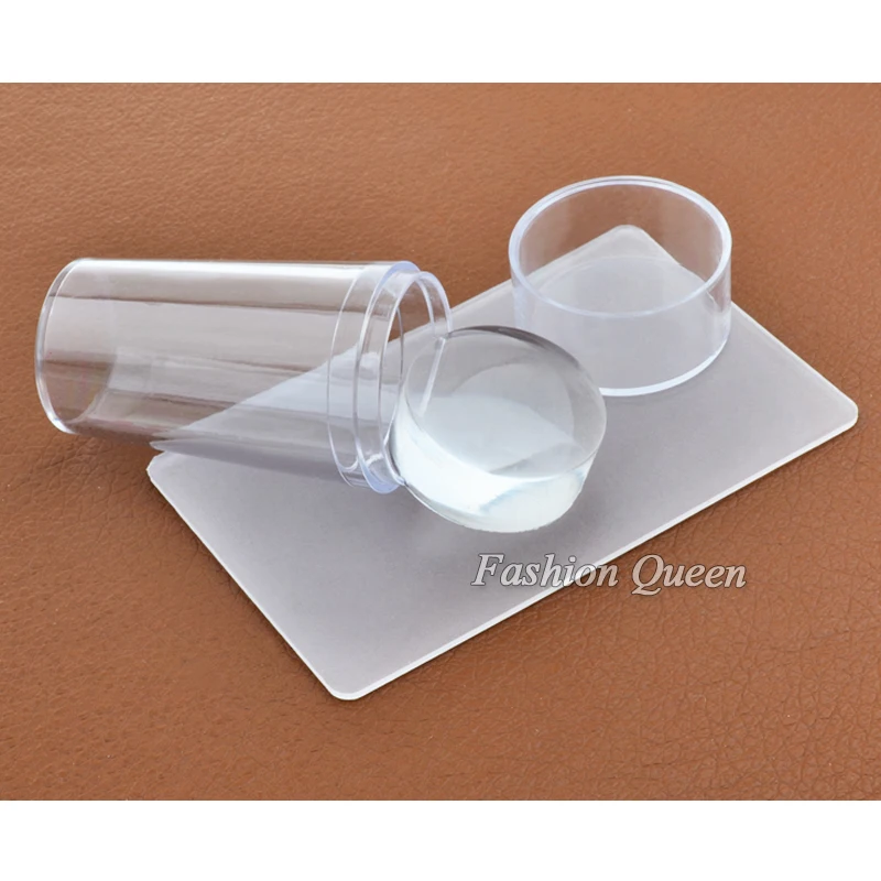 2016 Unique New Design Pure Clear Jelly Silicone Nail Art Stamper Scraper with Cap Transparent 2.8cm Stamp Stamping Tools | Красота и