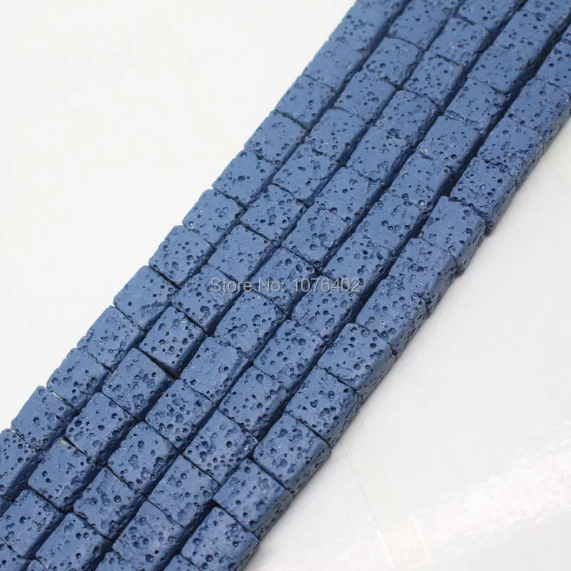 

Mini. order is $7! 8mm Blue Volcanic Lava Stone Square Loose Beads 15"