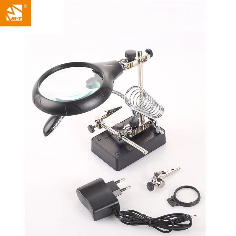M-Triangle Welding Magnifying Glass with 5 LED Auxiliary Clip Magnifier 3.5X-12X Lens Soldering Repair Tool | Инструменты