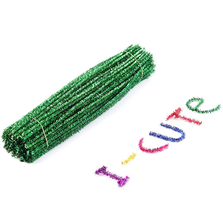 green 50/100 шт. 30 см блеск стебли синели, очистители труб детские развивающие игрушки Красочные средство для чистки труб игрушки ручная работа, сделай сам, ремесло расходные материалы - Цвет: green