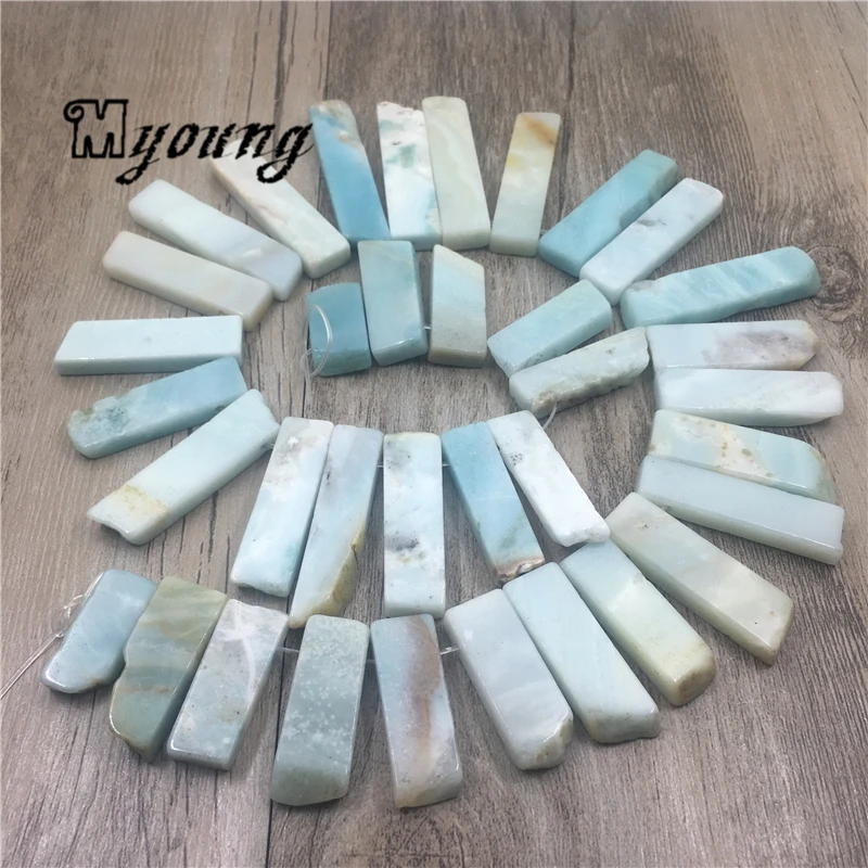 

Amzonite Spike Slice Stick Beads,Natural Stone Necklace Making Beads MY1896