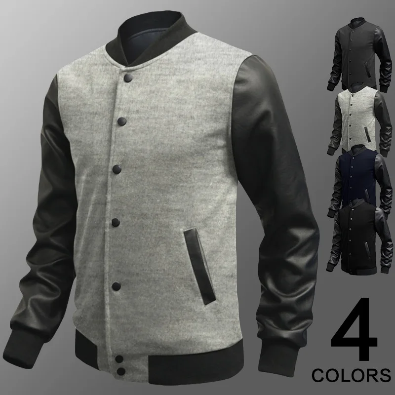 2016 5 Color Men stand up collar Jacket Splice Coat Fashion New Men's Leisure Personality baseball clothes | Мужская одежда