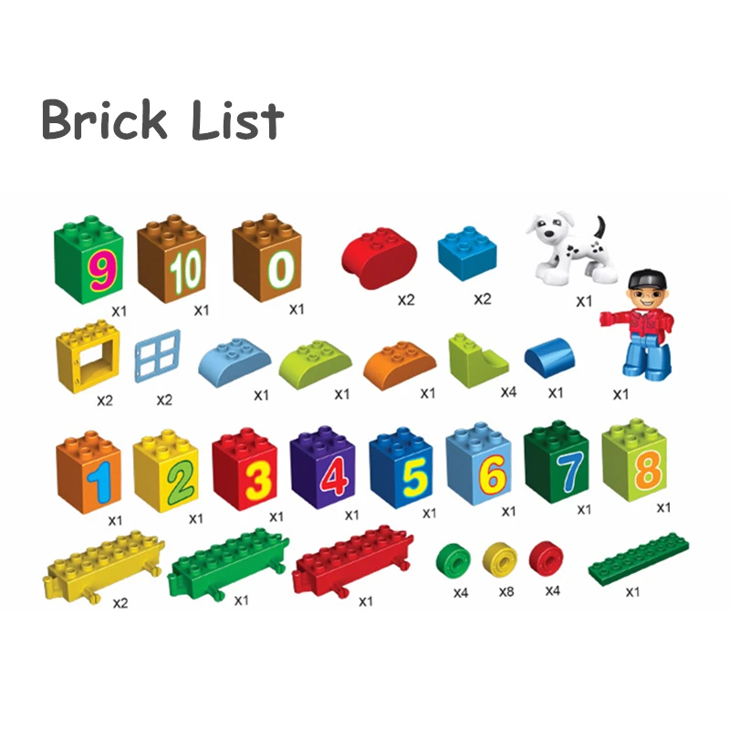 50 шт. количество Duplo поезд строительные блоки совместимы с LegoINGlys кирпич обучающие