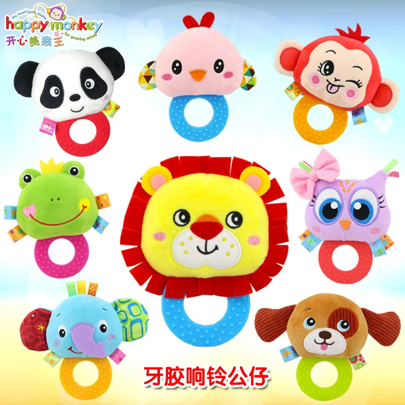 Happy Monkey 3 шт./лот baby BB звуковая погремушка ручной прорезыватель погремушки детские