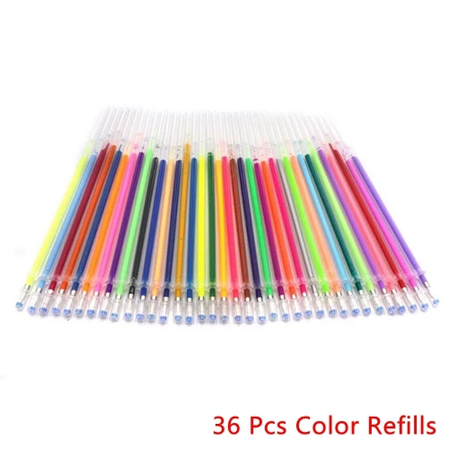 36 PCS 12/24/36 Цвет Заправка для гелевой ручки набор блеск мульти Цветной Живопись Написание заправляемая ручка стержень для ручки школьные канцелярские принадлежности инструмент - Цвет: 36 PCS