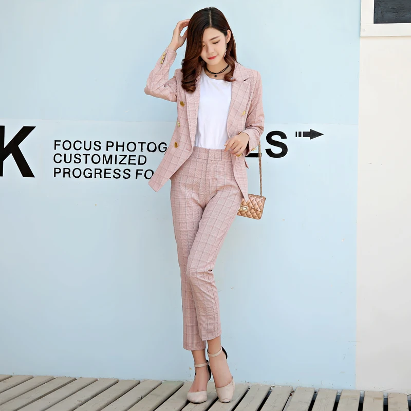 New Suits Women Suits Formal Business Suitspants Work Wear Sets Elegant Plaid Pant Suits for Women Pant Suits Office