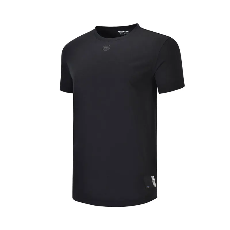 Li-Ning мужские баскетбольные футболки из серии BAD FIVE, свободные спортивные футболки с подкладкой из хлопка, футболки с коротким рукавом AHSP101 MTS3095