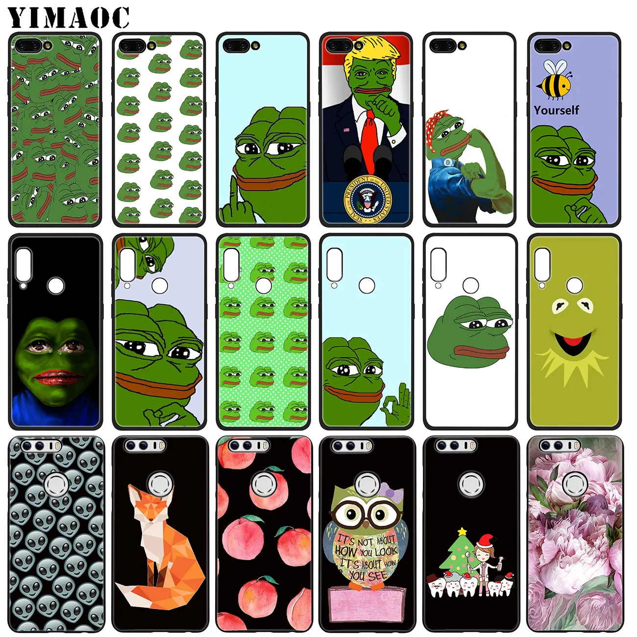 Мягкий силиконовый чехол YIMAOC the frog meme для Huawei Honor 20 Pro 8C 8X 8 9 9X 10 Lite 7X 7A черный |