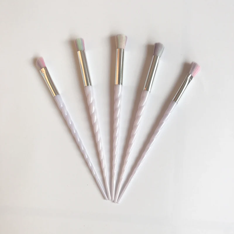 5 pcs rainbow 5 шт. серебро Мода Расчёски кисти для Макияжa волос Основа Корректоры для лица Румяна Кисточки кисть для макияжа Порошок Pincel Maquiagem Косметика Макияж инструмент brochas - Handle Color: 5 pcs rainbow