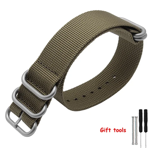 army green 4 Качественный нейлоновый ремешок для часов 26 мм, 5 колец, нейлоновый ремень, черный армейский зеленый браслет, сменный ремешок, подходит для Gramin Fenix 3 - Цвет ремешка: army green 4
