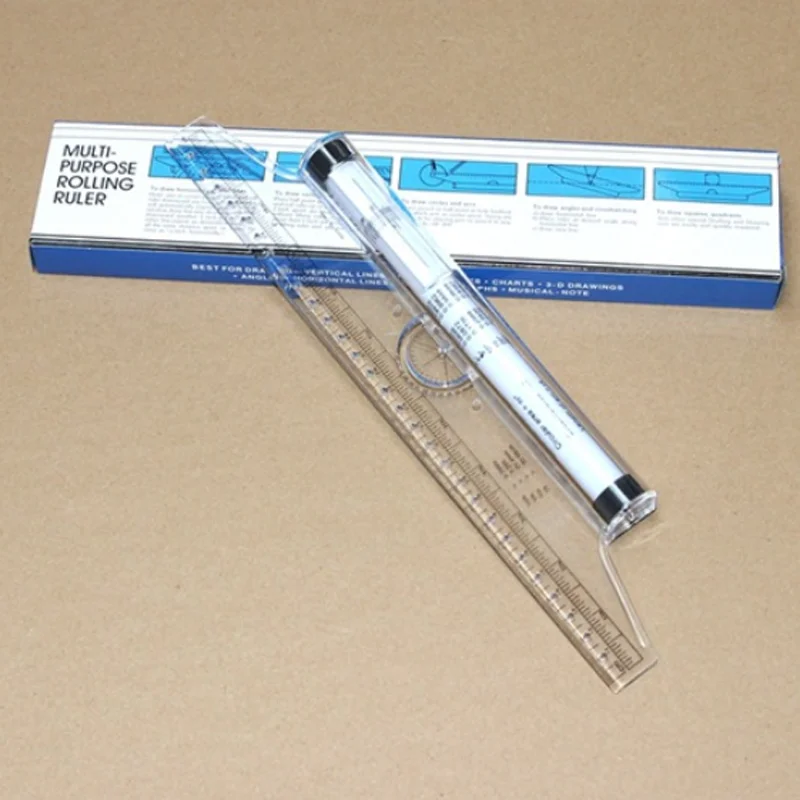 

1 Pcs hot Roll Ruler Parallel Ruler 30cm Universal Foot Angle Rule Balancing Scale Drawing Multi-purpose Rolling Ruler