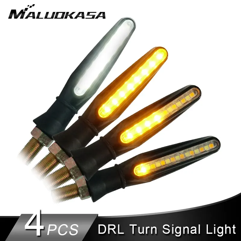 4 шт. мотоциклетные поворотники светодиодный мигалка проточной воды DRL