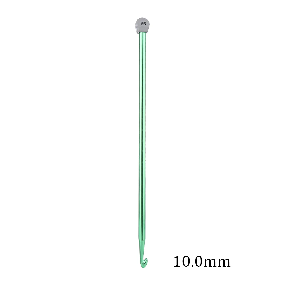 10.0mm 14 размеров разноцветные, алюминиевые спицы для вязания крючком 2,5 мм-11 ммтунисианские крючки для вязания крючком инструмент для плетения длинный свитер шарф игла - Цвет: 10.0mm