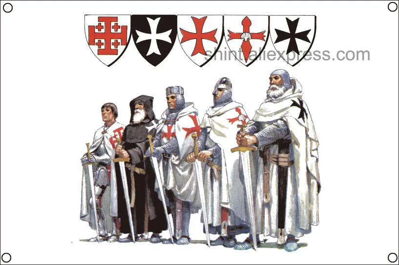 Knight Flag Banner Polyester 144* 96cm Hang on the wall 4 grommets Custom Flag indoor Decoration Knight Templar