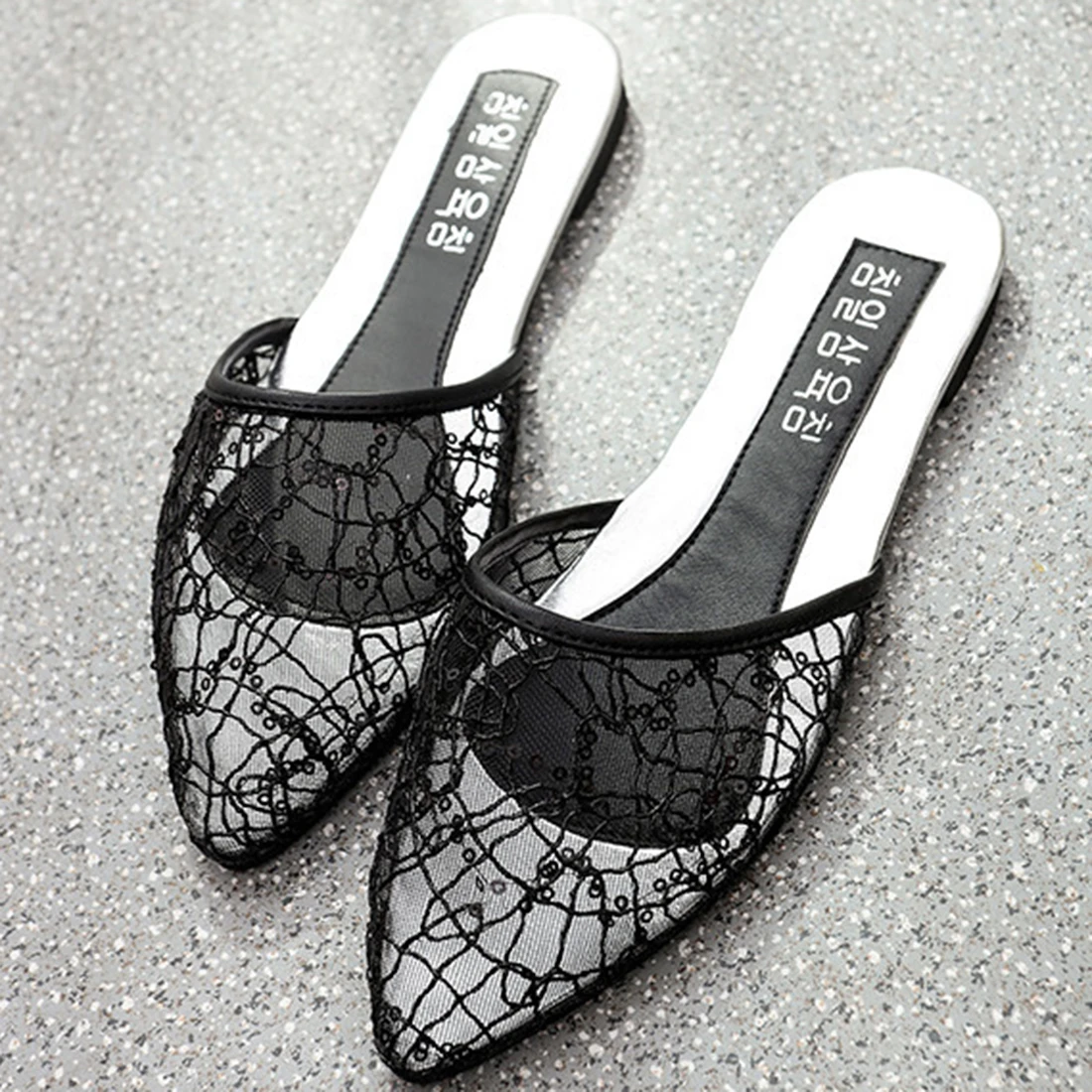 Модные пикантные Цветок Bling обувь сабо заостренный носок тапочки Женские летние