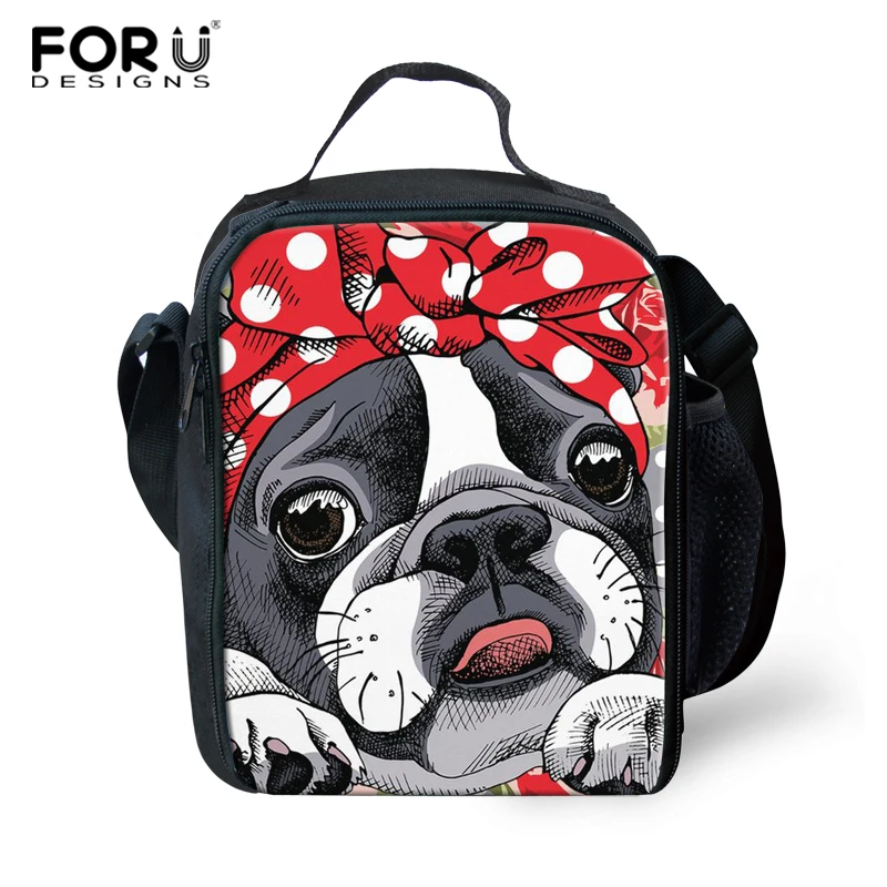 FORUDESIGNS boston Terrier Ланч бокс теплоизолированный детская Портативная сумка для