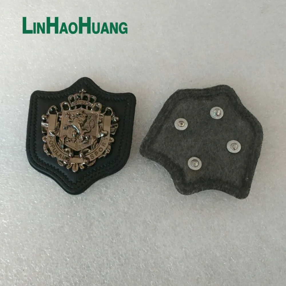 15 шт./лот черная искусственная кожа пришить на этикетке металлический сплав