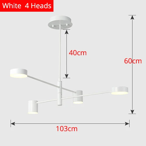 White 4 Heads Современный светодиодный потолочный светильник, люстра для гостиной, столовой, спальни, декоративное освещение во французском стиле - Цвет абажура: White 4 Heads