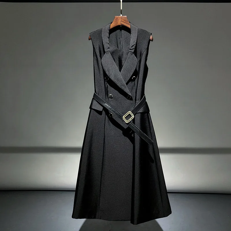 Роскошная Высококачественная Офисная Женская одежда двубортное ТРАПЕЦИЕВИДНОЕ