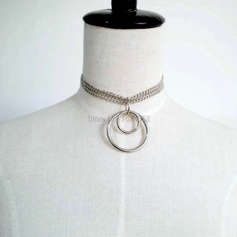 Женское Ожерелье-чокер ручной работы ожерелье с двойным круглым кольцом |