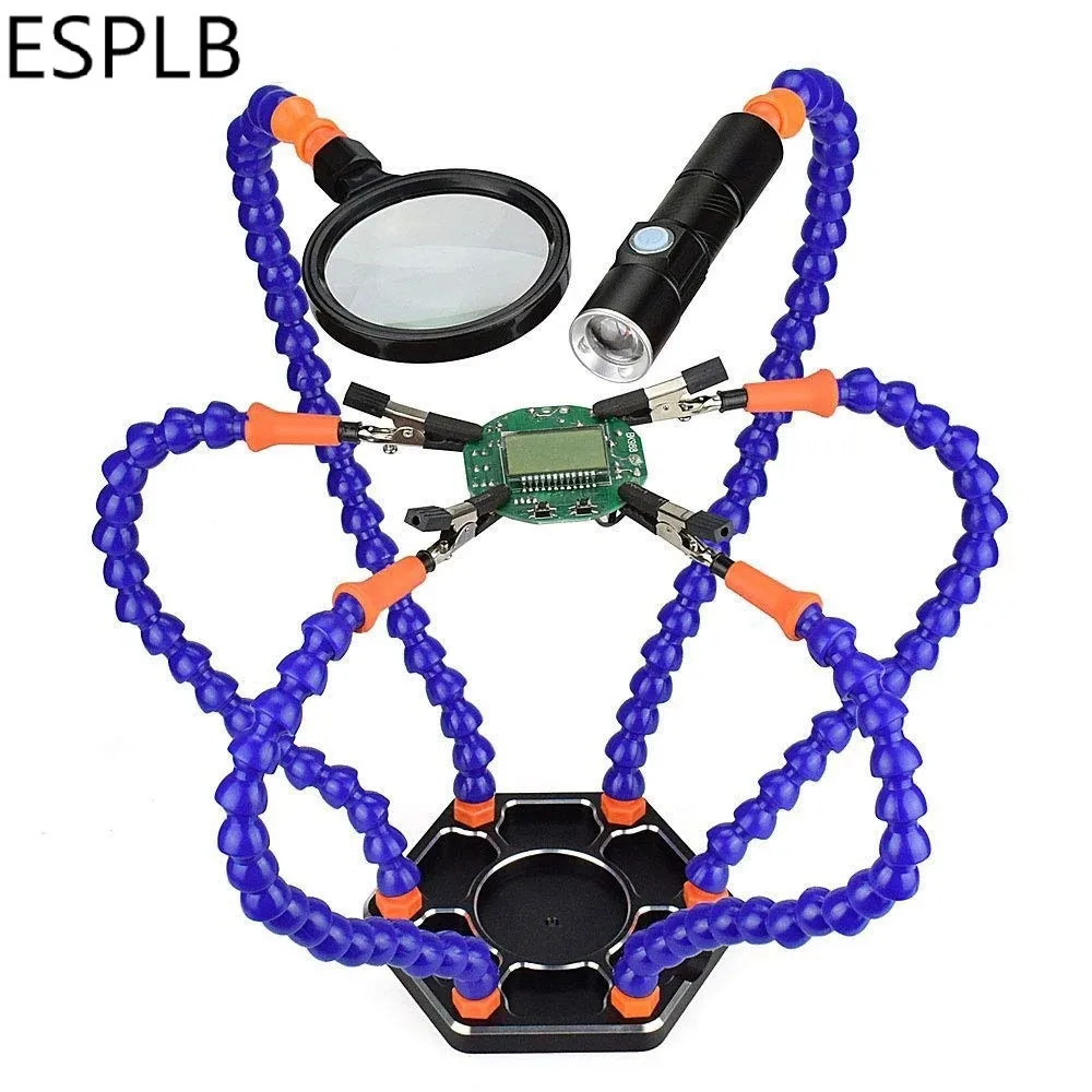 S4045 ESPLB паяльная станция Third Help Hand 6 шт. гибкие ручки 3X увеличительное USB фонарь Лупа сварочная ремонтная станция - Цвет: S4045