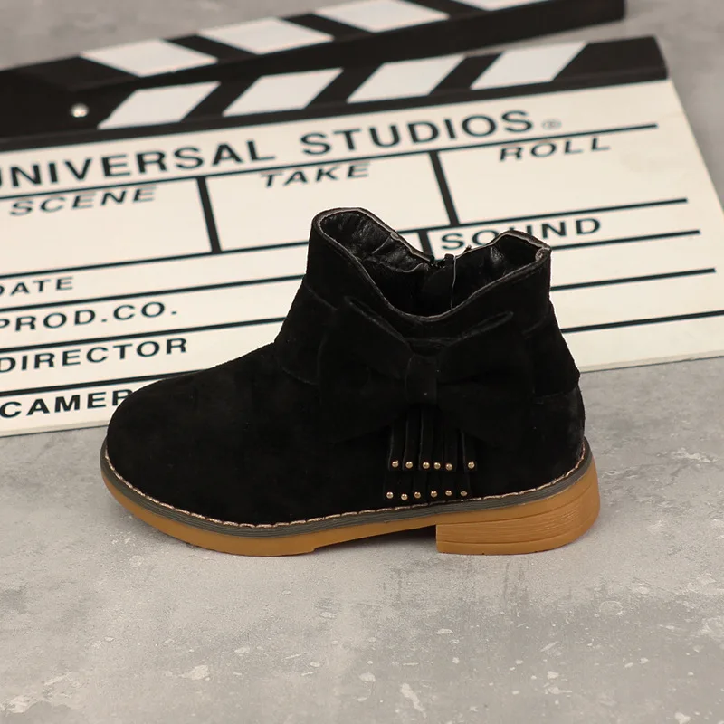 

2019 autumn and winter new children's shoes leather children's Martin boots girls boots baby single boots bow