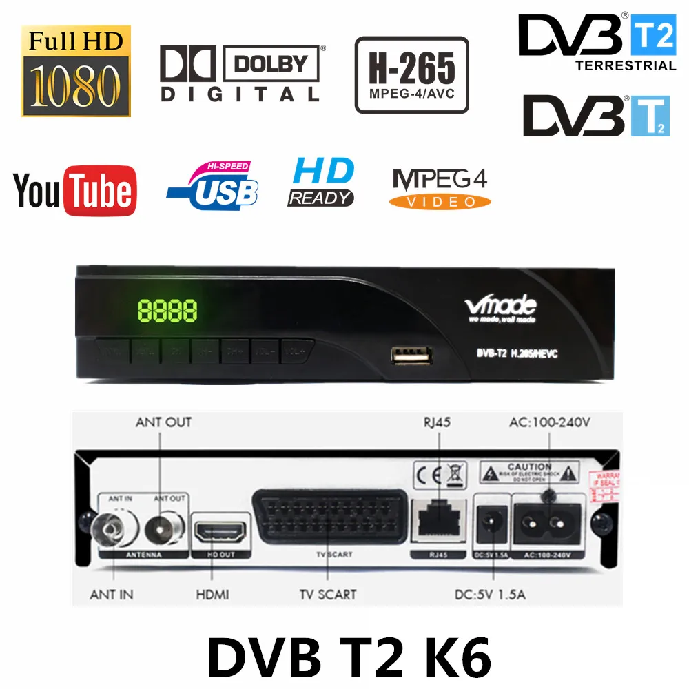 Получить наземного сигнала телевизионная приставка DVB T/dvb T2 H.265 FTA поддержка dobly AC3