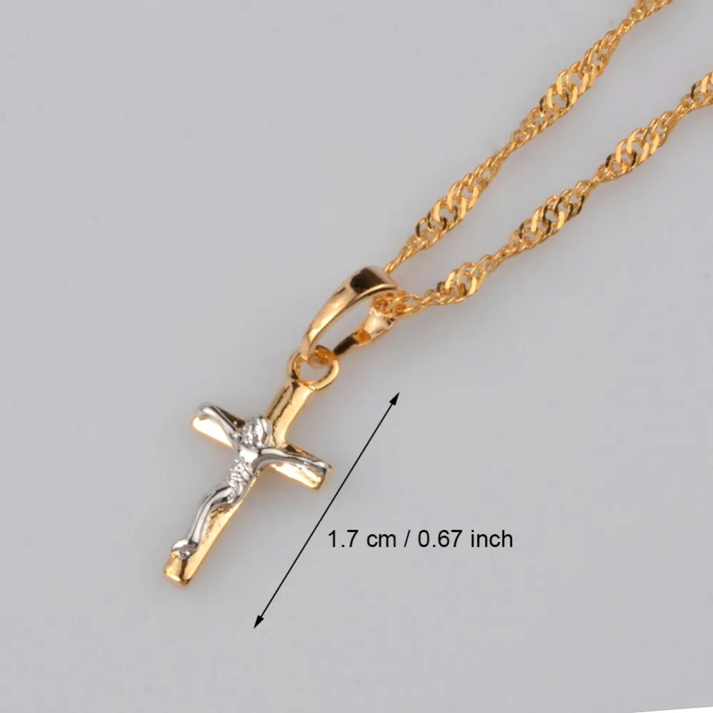 Anniyo мини Two Tone Иисус крест кулон ожерелья для женщин/девушка христианский