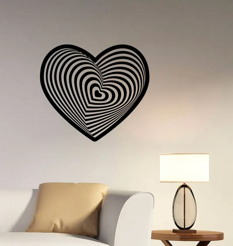 Визуальная Иллюзия любовь наклейки на стену абстрактный Романтический логотип