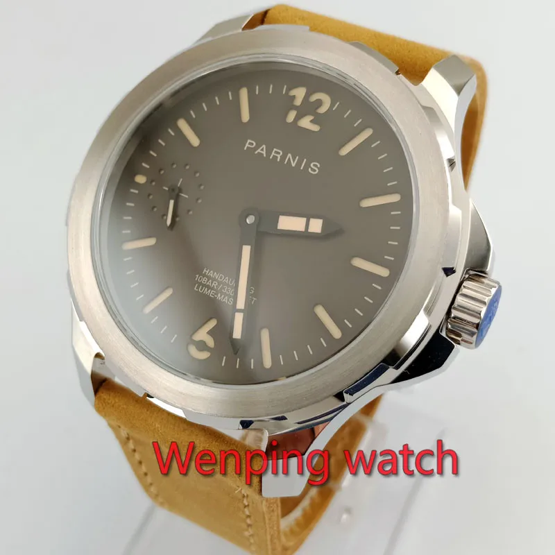 44mm Parnis Sapphire Crystal Luminous 6497 Hand-winding Men's Wristwatches Watch 2796 | Наручные часы