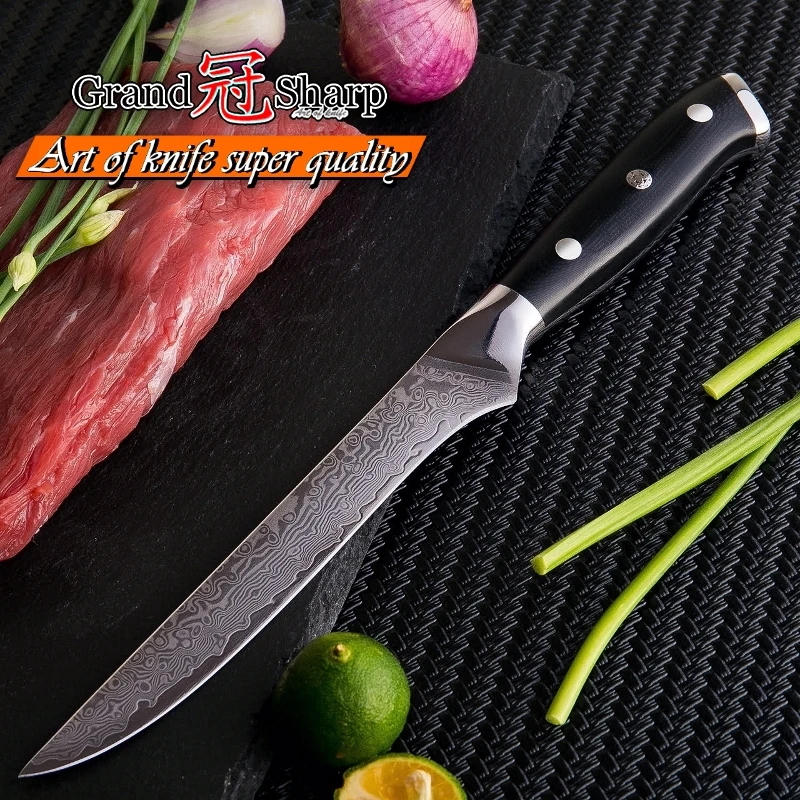 Grandsharp японский Дамаск скрепления ножи Филейный Нож для рыбы резки мяса 5 дюймов