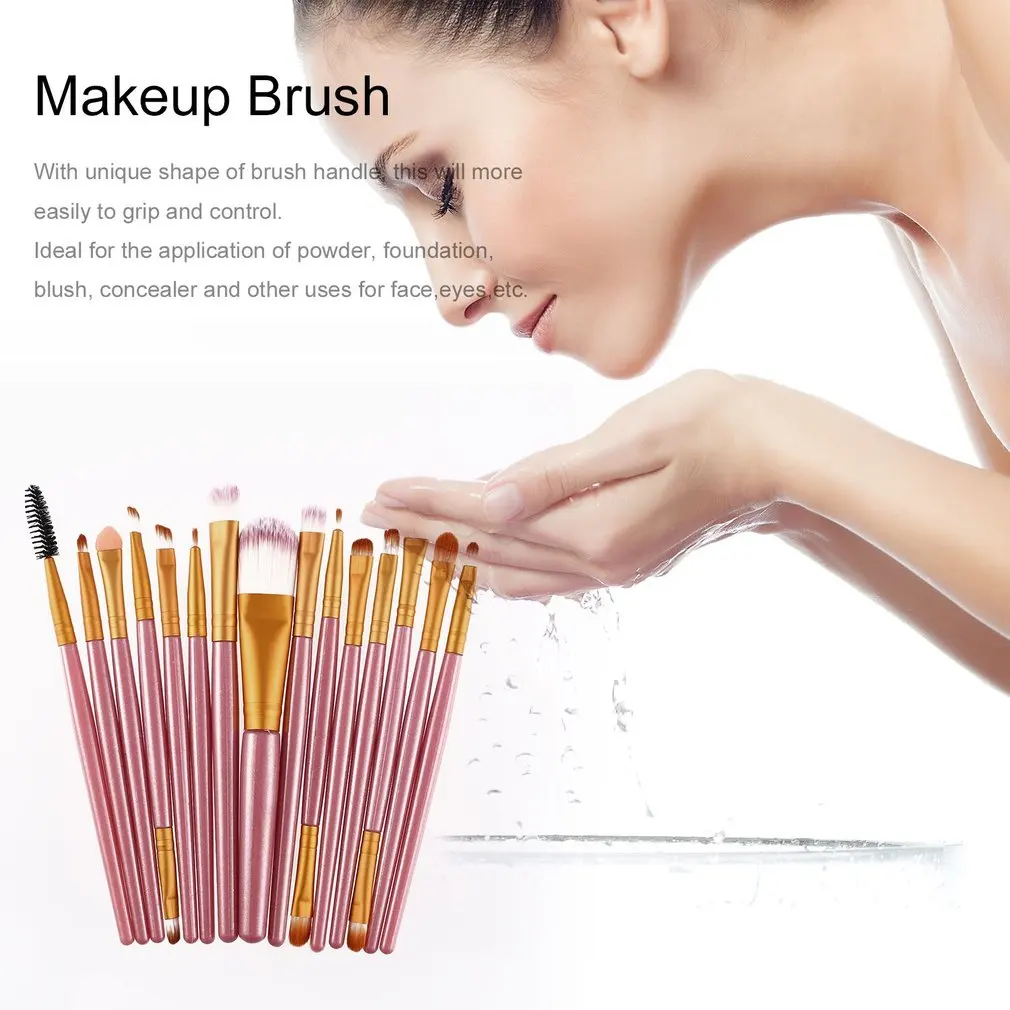 15 шт. набор кистей для макияжа наборы с ресницами основа губами пудра тени век