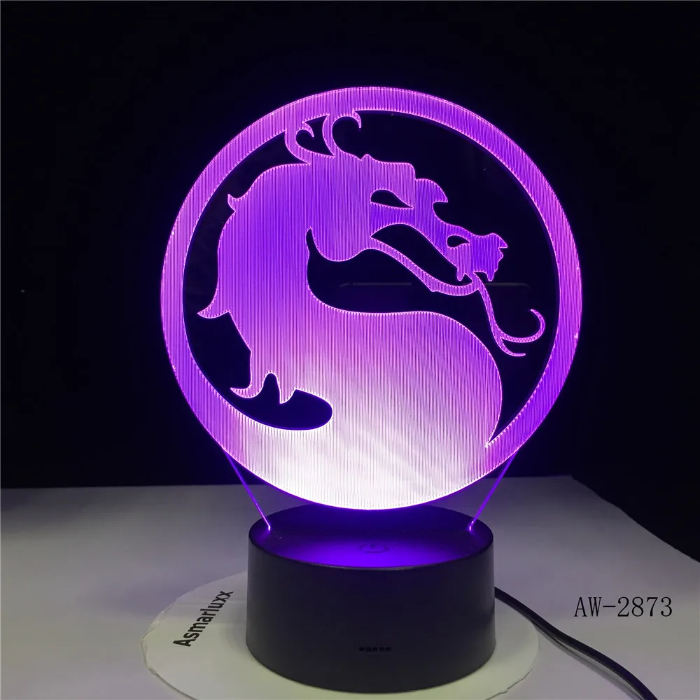 Голова поворачивается Дракон 3D иллюзия USB сенсорный датчик RGBW детский подарок