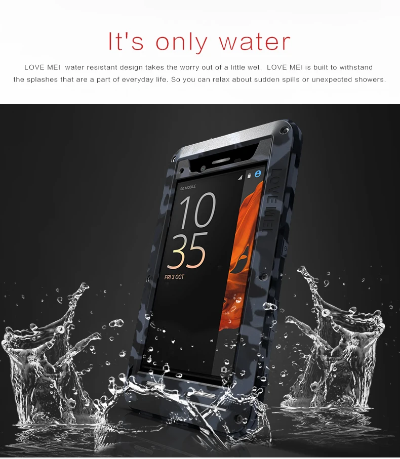 Любовь Мэй Камуфляж металла панцири случае для Sony Xperia XZ XZs противоударный водостойкий Чехол для Алюминий Военная униформа открытый Heavy Duty крышк