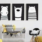 Картина на холсте с изображением кролика и бегемота, черно-белого цвета