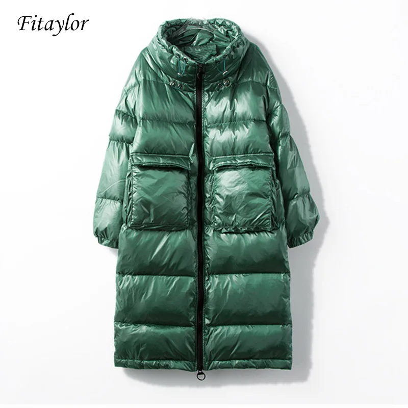 Fitaylor, новинка, зимняя куртка, женское пуховое пальто, женская толстая белая пуховая куртка, женские длинные пальто, теплая одежда