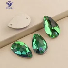 YANRUO 3230 Drop Изумрудный Топ, пришивные камни, стеклянные стразы, плоская задняя сторона, бриллианты для шитья одежды ручной работы