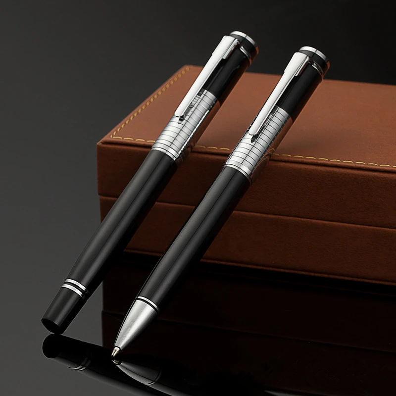 Wholesale Price 2pcs Black Metal Ballpoint pen / Roller ball Pen School Office Stationery Classic Writing Ball Pens Gift | Канцтовары